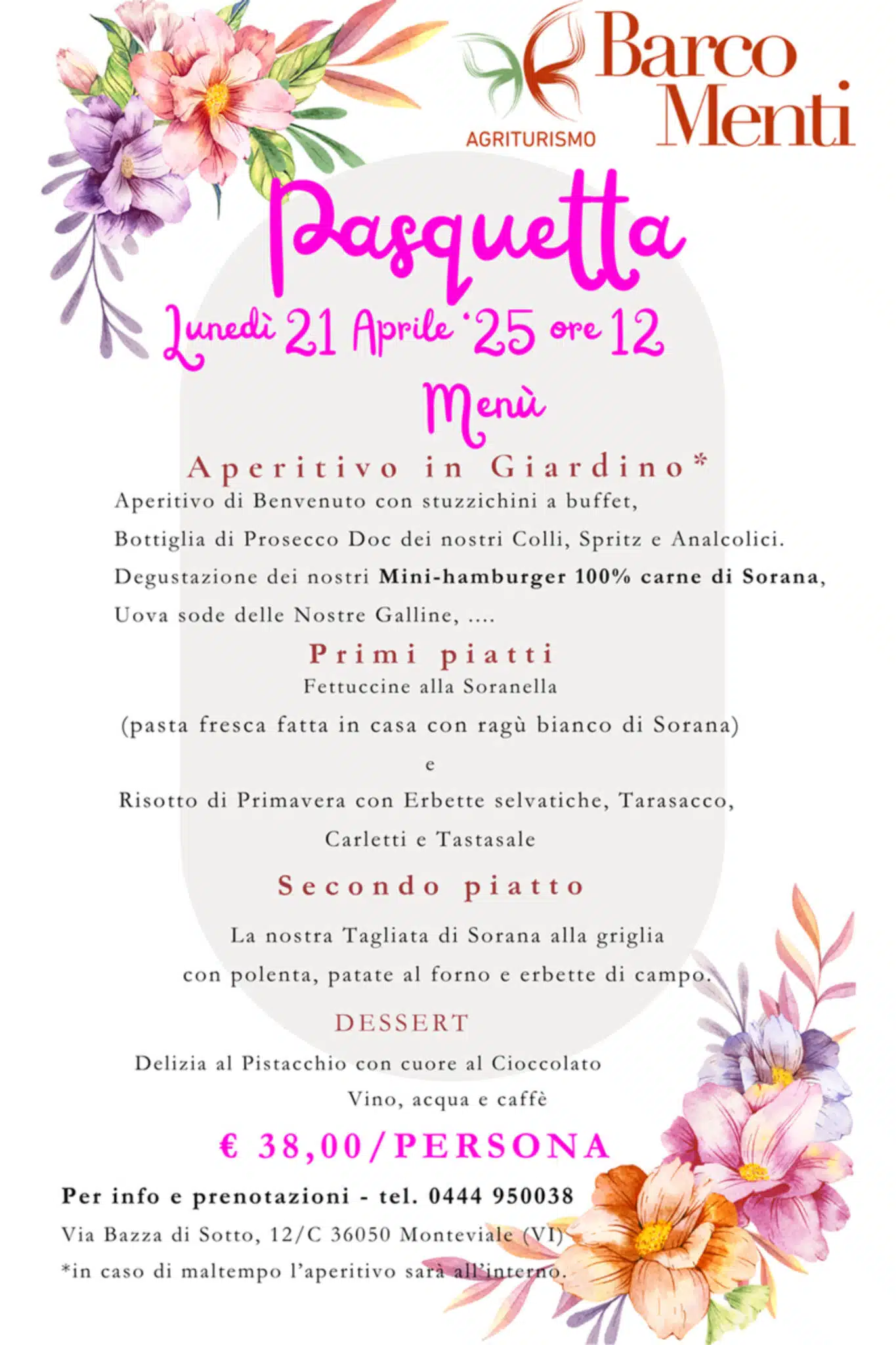 Menù Di Pasquetta 2025: Un Pranzo Primaverile All'Agriturismo Barco Menti 1 Pasquetta