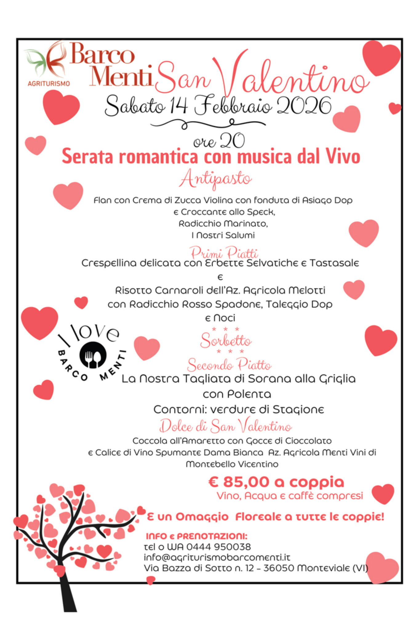 San Valentino 2026 All&Amp;Apos;Agriturismo Barco Menti: Cena Romantica Con Musica Dal Vivo