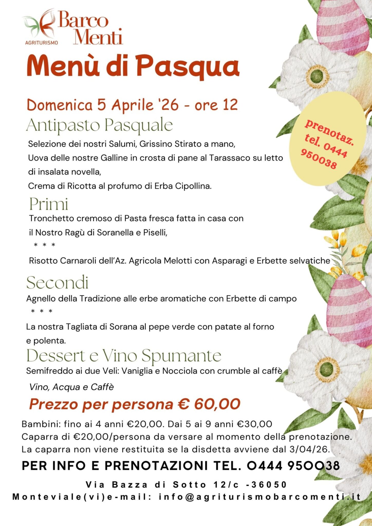 Pranzo Di Pasqua 2026 All&Amp;Apos;Agriturismo Barco Menti: Tradizione E Sapori Veneti A Monteviale