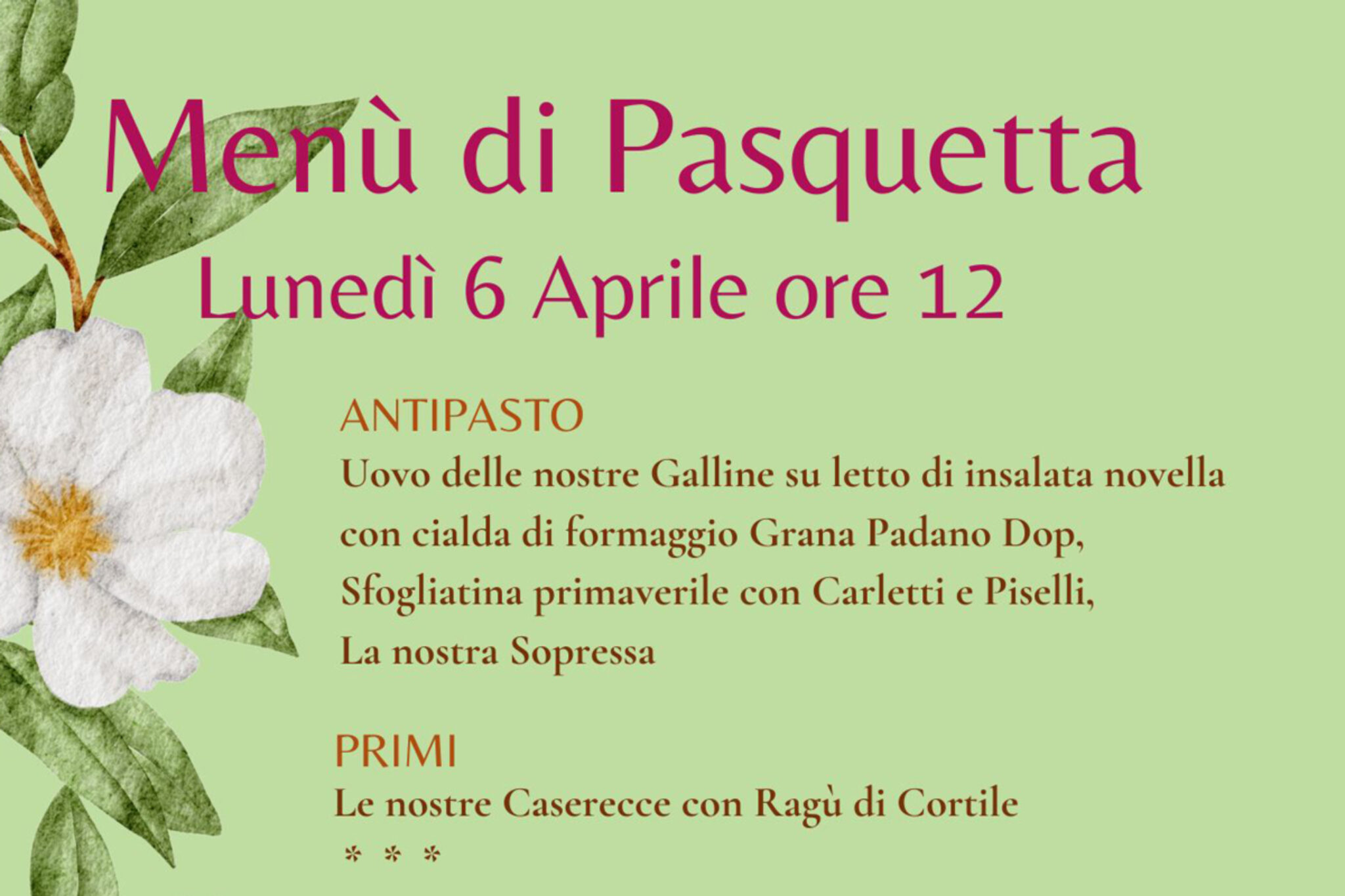 Pranzo di Pasquetta all'Agriturismo Barco Menti: il menù che celebra la primavera veneta
